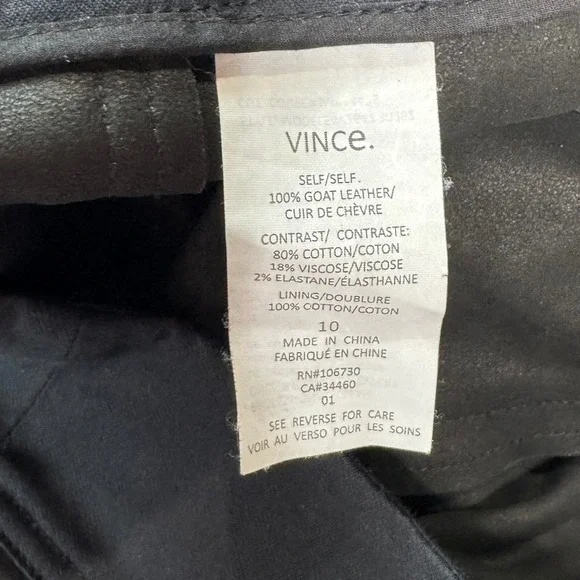 Vince Black 100% Goat Leather Pleated Mini Skirt Size 10 Flared A-Line Zip Back - Picture 3 of 9